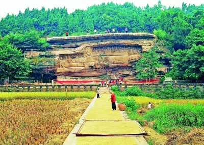 唐代釋迦牟尼涅槃圖，位于四川省安岳縣臥佛鎮(zhèn)臥佛院。