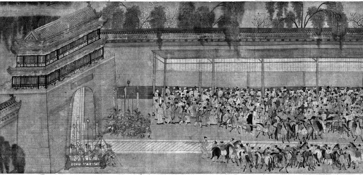 明代仇英繪《觀榜圖》卷(局部)