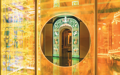 展廳里用光影呈現(xiàn)大報恩寺塔美景。