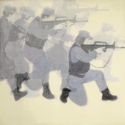 　中國畫《女兵》，作者李金朵、詹清雨。