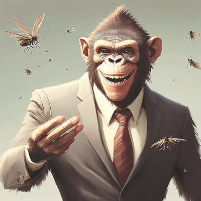 猿人、蟲子的現(xiàn)代性關(guān)聯(lián)。圖為作者用AI繪圖工具繪制