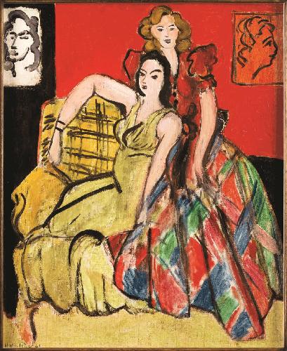 　馬蒂斯《兩位女孩，黃色裙與蘇格蘭格紋裙》