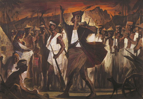 《白沙起義——黎族領(lǐng)袖王國興》（油畫）符祥康 黃亞虹 陳 華 作