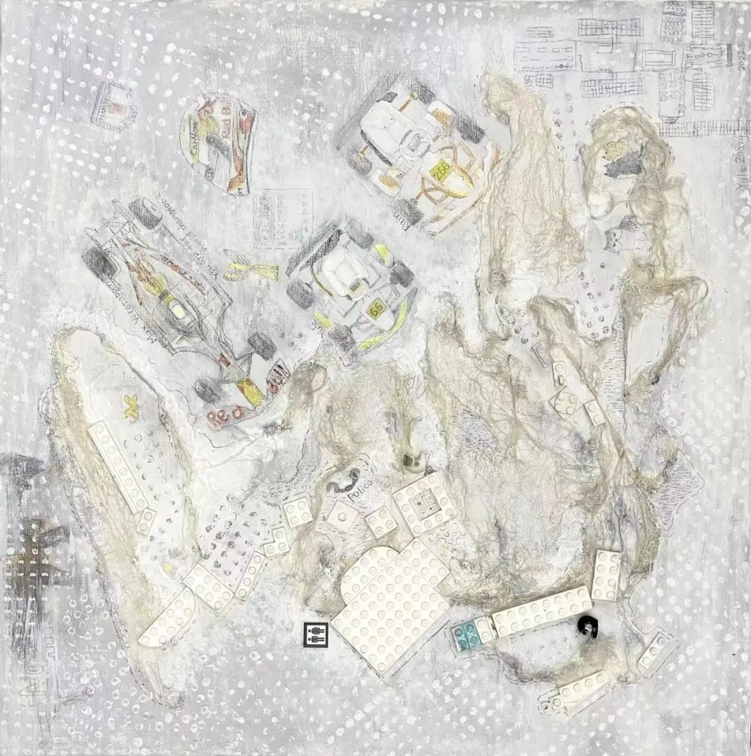 《我的世界》  作者：張容有 尺寸：50x50cm 材料：丙烯、色粉筆、綜合材料 創(chuàng)作年齡：9歲    最具藝術(shù)獎