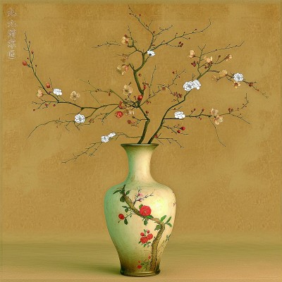 用AI繪畫工具制作的梅花“九九消寒圖”。制作：李世奇、孟揚(yáng)