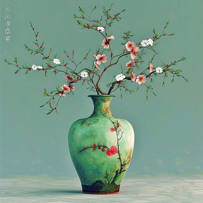 用AI繪畫工具制作的梅花“九九消寒圖”。制作：李世奇、孟揚(yáng)