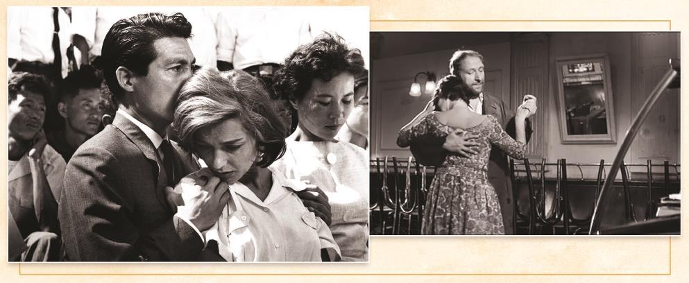 第二十六屆上海國際電影節(jié)“向大師致敬”單元集中展映兩部由杜拉斯編劇的影片。左圖為《廣島之戀》劇照，上圖為《長別離》劇照。