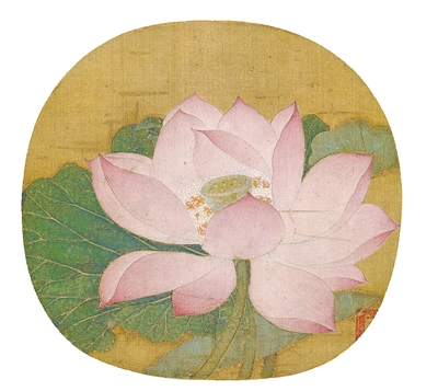 中國畫《出水芙蓉圖》，作者為南宋吳炳（傳）。  故宮博物院藏