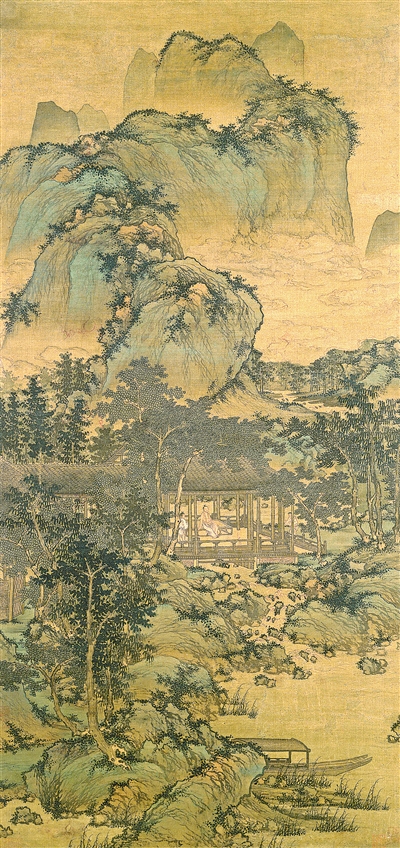 中國畫《山居納涼圖》，作者為元代盛懋。  美國納爾遜—阿特金斯藝術(shù)博物館藏