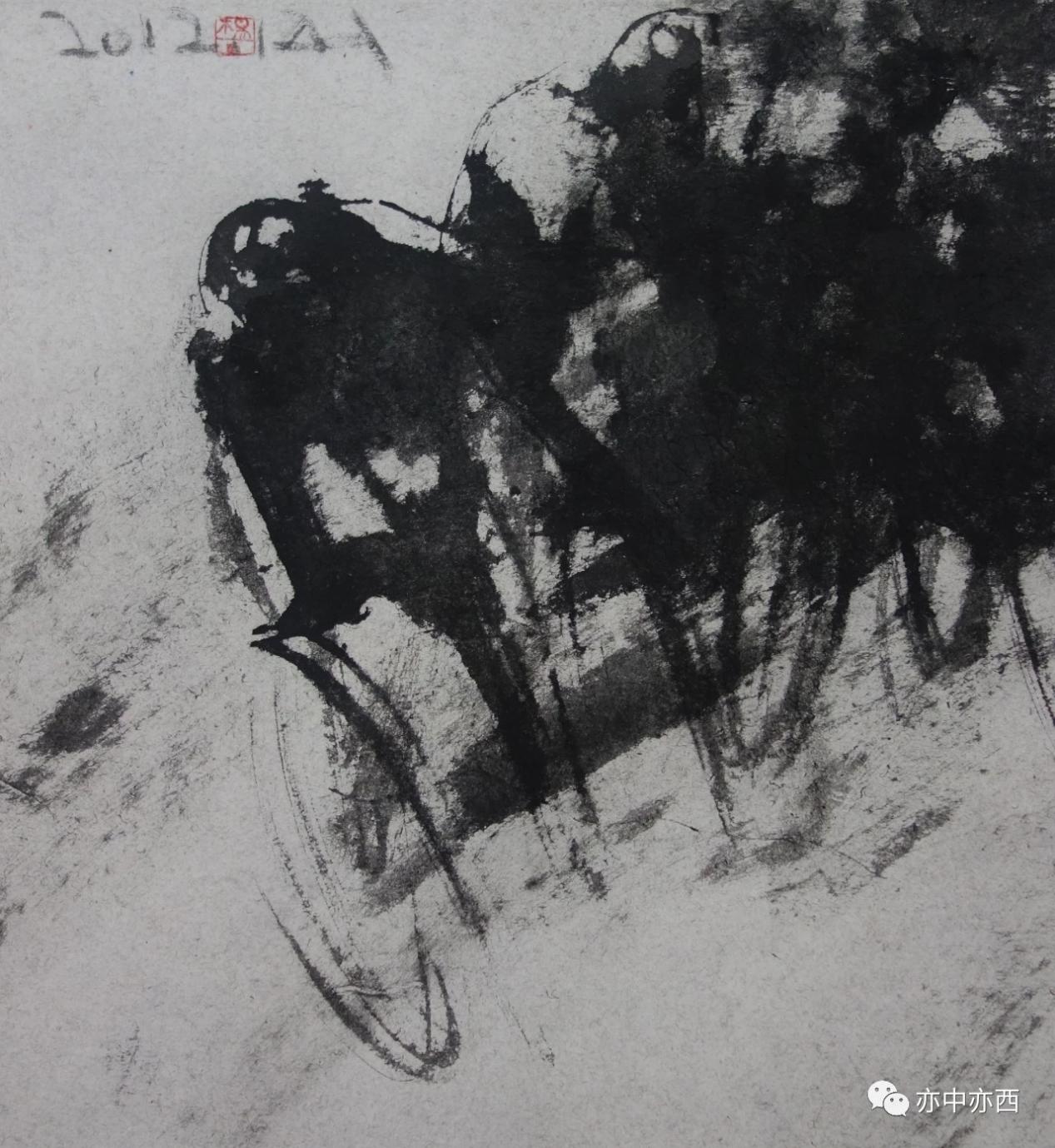 沖向終點，36X39CM,2012年，紙本水墨