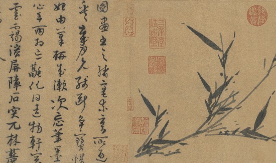 元 王冕、吳鎮(zhèn)《梅竹雙清》卷（局部）&nbsp;臺北故宮博物院藏