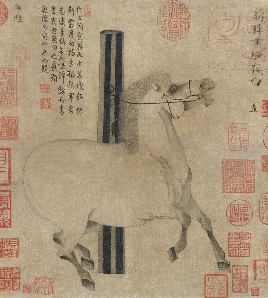 (唐)韓幹 照夜白 (局部) 紙本墨筆 縱30.8厘米 橫33厘米 〔美〕大都會(huì)藝術(shù)博物館藏