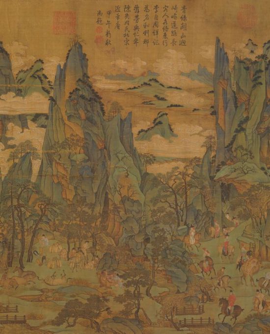 唐人 《明皇幸蜀圖》(局部) 絹本設(shè)色 縱55.9厘米 橫81厘米 臺(tái)北故宮博物院藏