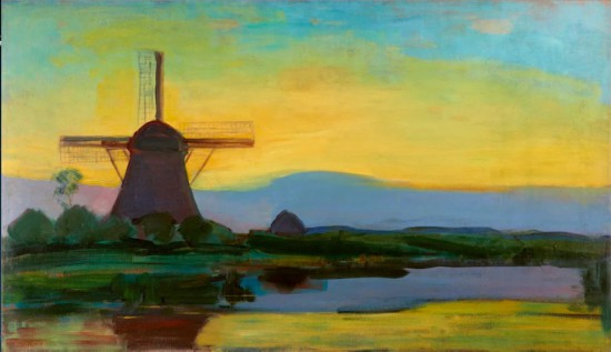 蒙德里安，《黃昏的磨坊》，約1907-1908年，布面油畫，海牙藝術(shù)博物館藏（貝耶勒基金會展品）